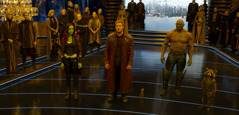 The Guardians meet the Sovereign at the start of Vol. 2.
